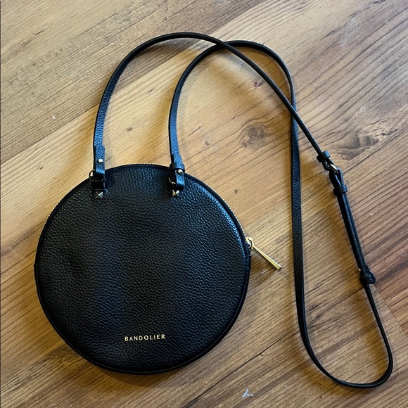 Bandolier Black Round circle Crossbody Bag - Picture 2 of 5